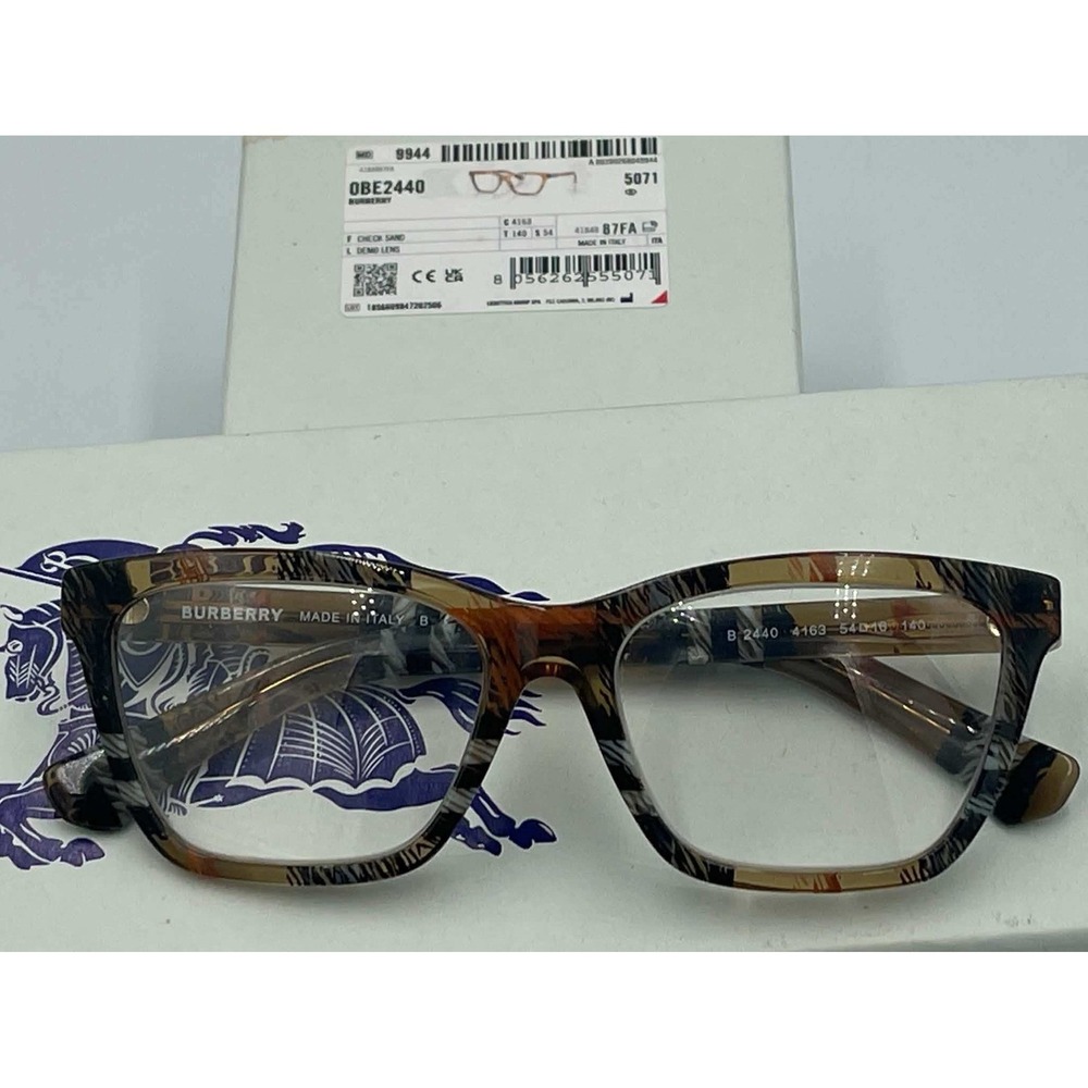 Burberry B2440 Eyeglasses Check Sand Square Frames 5071 54-16-140 Italy